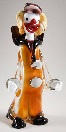 Murano Figurines Clown-Orange And Purple - No Box