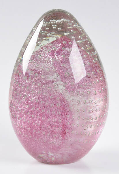 Murano Figurines Egg Shape Paperweight Pink Controled Bub - No Box