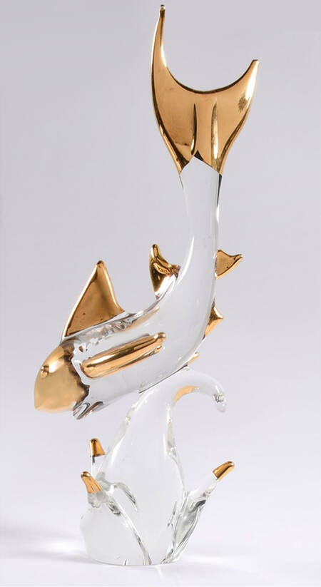 Murano Figurines Golden Tiburon-Shark - No Box