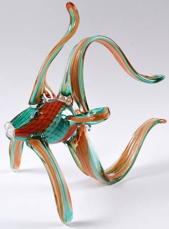 Murano Figurines Angel Fish-Orange And Green - No Box