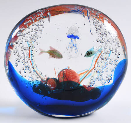 Murano Figurines Aquarium- Blue And Orange - No Box