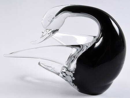Murano Figurines Black And White Duck - No Box