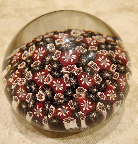Murano Figurines Millefiori Paperweight Maroon - No Box