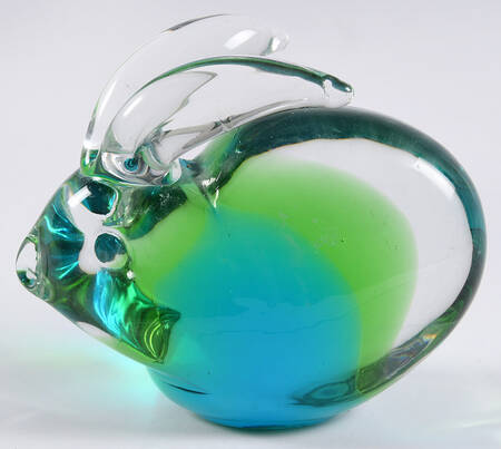 Murano Figurines Bunny - Blue Green - No Box