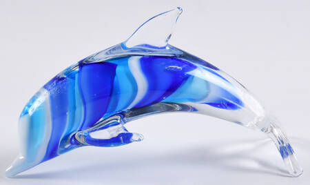 Murano Figurines Dolphn Blue White Swirl - No Box