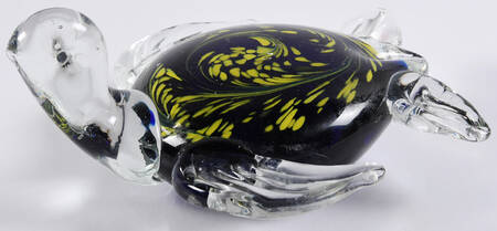 Murano Figurines Sea Turtle Yellow Blue - No Box