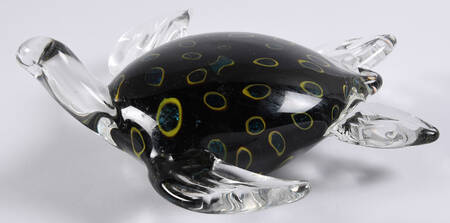 Murano Figurines Sea Turtle Black Yellow Blue - No Box