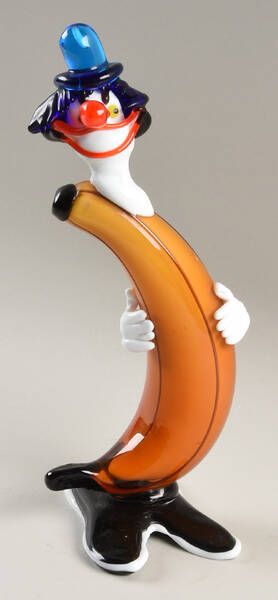 Murano Figurines Clown- Banana Shaped Blue Hat - No Box
