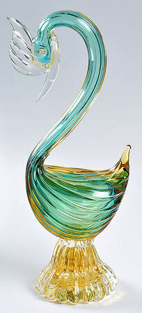 Murano Figurines Bird - Green And Yellow - No Box