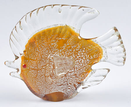 Murano Figurines Angelfish - Yellow And Silver - No Box