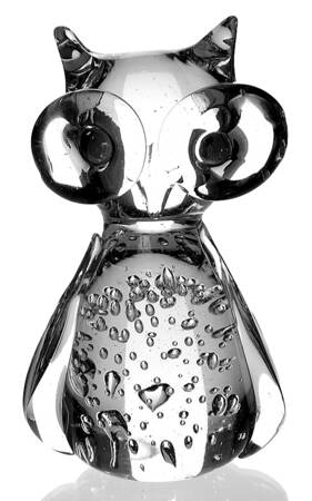 Murano Figurines Owl Clear Bubbles - No Box