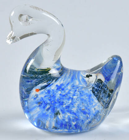 Murano Figurines Goose Clear And Blue - No Box