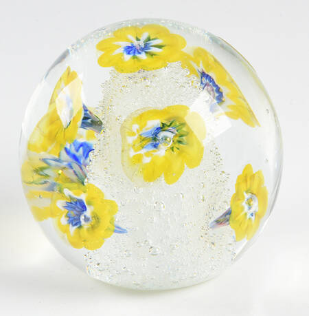 Murano Figurines Blue & Yellow Paperweight - No Box