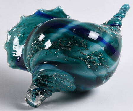 Murano Figurines Shell - Blue - Nb386, No Box
