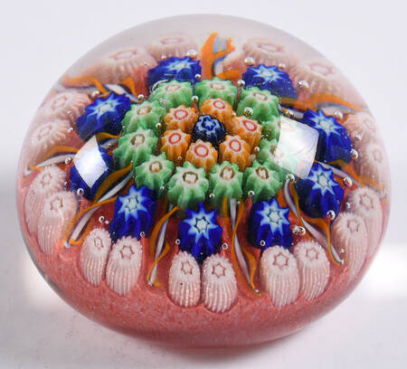 Murano Figurines Millefiori Paperweight - Red Blue Green - No Box