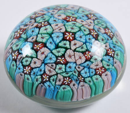 Murano Figurines Millefiori Paperweight - Green Blue Red - No Box