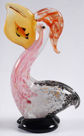 Murano Figurines Pelican With Fish - No Box