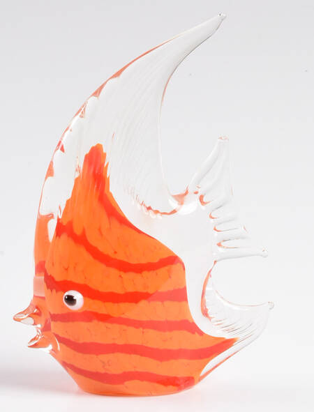 Murano Figurines Fish - Orange And Red Stripes - No Box