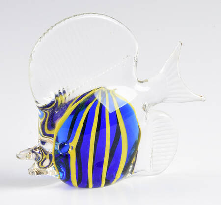 Murano Figurines Fish - Blue And Yellow Stripes - No Box