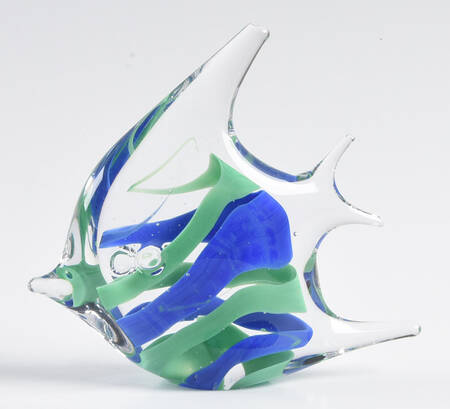 Murano Figurines Fish - Blue  And Green Swirls - No Box