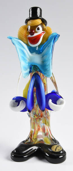 Murano Figurines Clown - Blue Bow - No Box