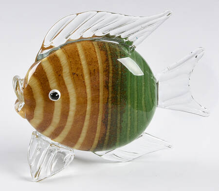 Murano Figurines Fish - Yellow Green Stirpes - No Box