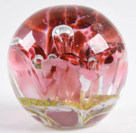 Murano Figurines Pink, Red Flowers Paperweight - No Box