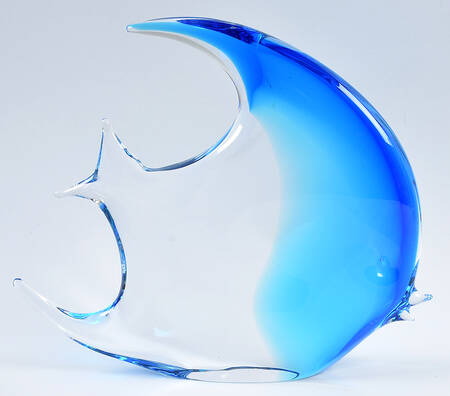 Murano Figurines Angel Fish,Clear & Blue - No Box