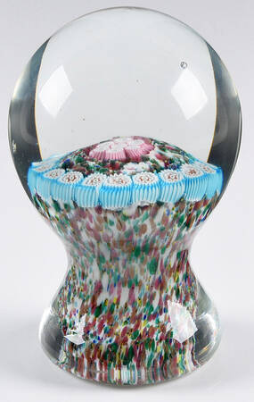 Murano Figurines Millefiori Paperweight Blue And Pink   - No Box
