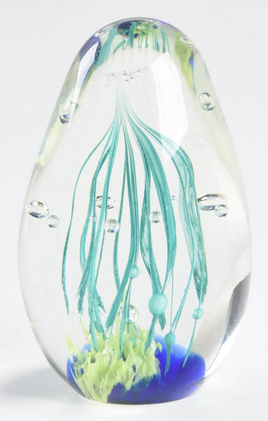 Murano Figurines Paperweight Egg Shape Blue Teal Green - No Box