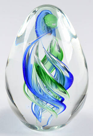 Murano Figurines Controled Swirl Blue Green - No Box