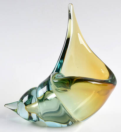 Murano Figurines Shell Amber Teal - No Box