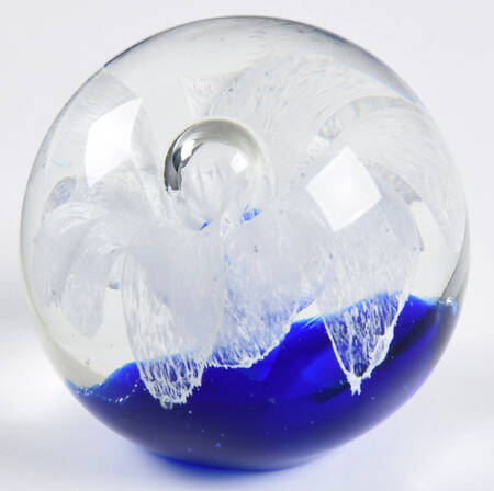 Murano Figurines Paperweight Cobalt White Flower Bubble - No Box