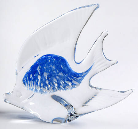 Murano Figurines Angelfish Blue White - No Box
