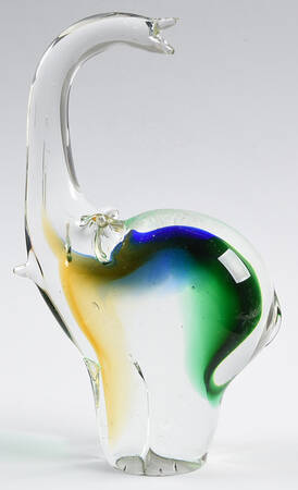 Murano Figurines Elephant Green Yelllow - No Box
