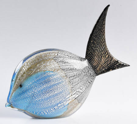 Murano Figurines Fish-Blue,Silver,Gold,Black - No Box