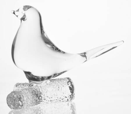 Murano Figurines Bird On Branch-Clear - No Box