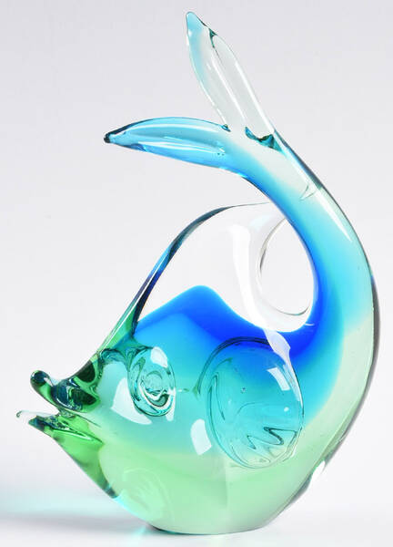 Murano Figurines Fish- Green & Blue - No Box 443