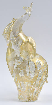 Murano Figurines Elephant-Clear And Gold - No Box