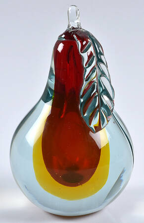 Murano Figurines Pear-Brown,Yellow Paperweight - No Box