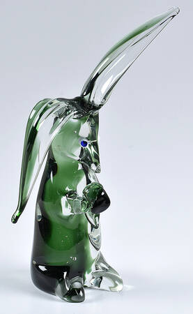 Murano Figurines Bunny - Dark Green Clear - No Box