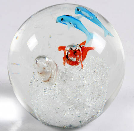 Murano Figurines Aquarium 2 Blue Fish - No Box