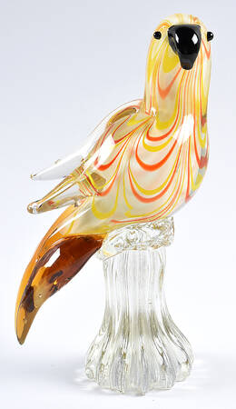 Murano Figurines Parrot White Orange Yellow - No Box