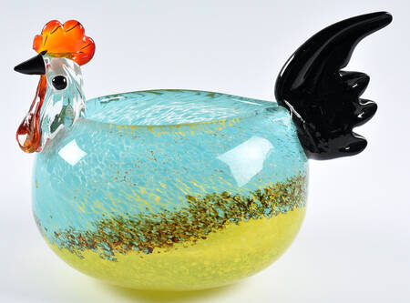 Murano Figurines Chicken-Bowl Multi Color - No Box