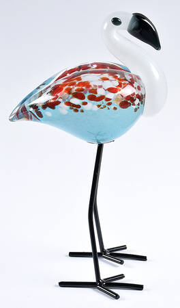 Murano Figurines Flamingo Multicolor  - Metal Legs - No Box