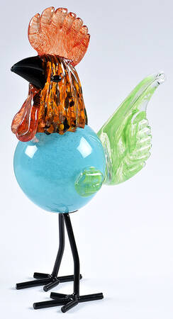 Murano Figurines Rooster - Metal Legs - No Box