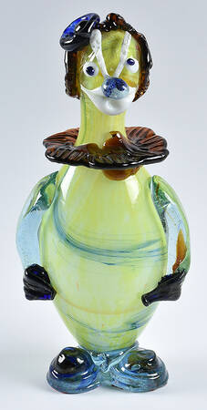 Murano Figurines Clown- Yellow Blue Brown - No Box