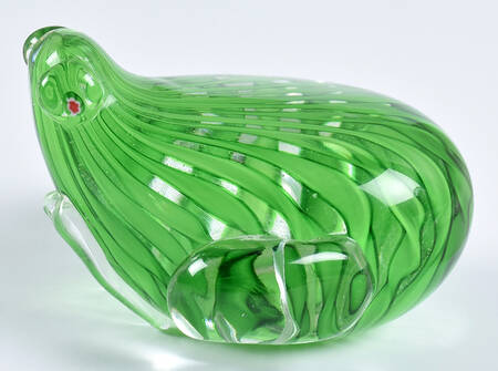 Murano Figurines Frog Green Stripes - No Box