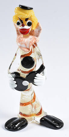 Murano Figurines Clown With Black Guitar - Nb472, No Box