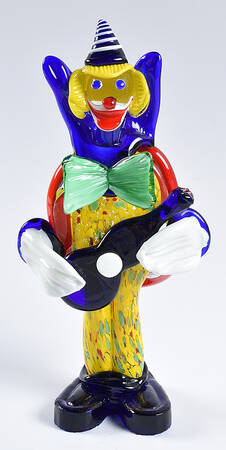 Murano Figurines Clown With Blue Guitar - No Box